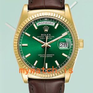 Rolex Day-Date Men’s m118138-0030 36mm Leather Strap Gold-tone: Genuine vs. Replica